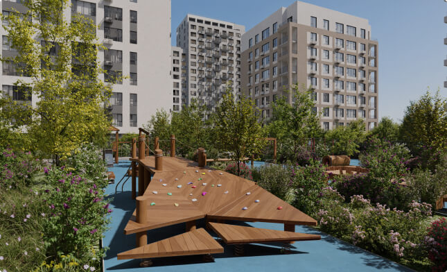 Благоустроенный внутренний <br>двор со всеми удобствами